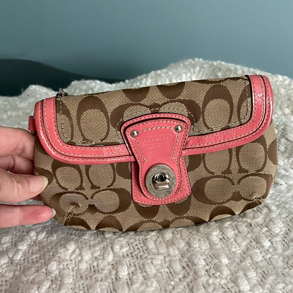 Coach coral pouch